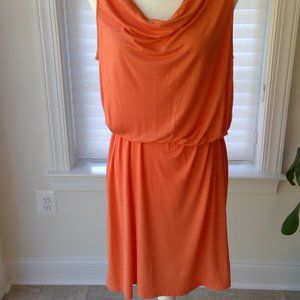Loft Orange Sleeveless Cowl Neck Dress